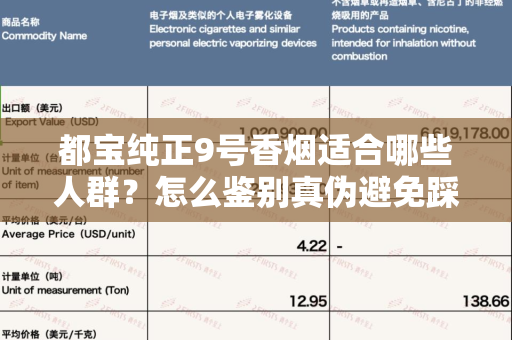 都宝纯正9号香烟适合哪些人群？怎么鉴别真伪避免踩坑？